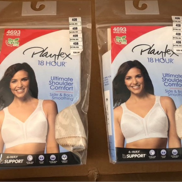 Playtex Other - 2 Playtex 18 Hour Ultimate Shoulder Comfort Bra Size 40B Natural Beige Wirefree